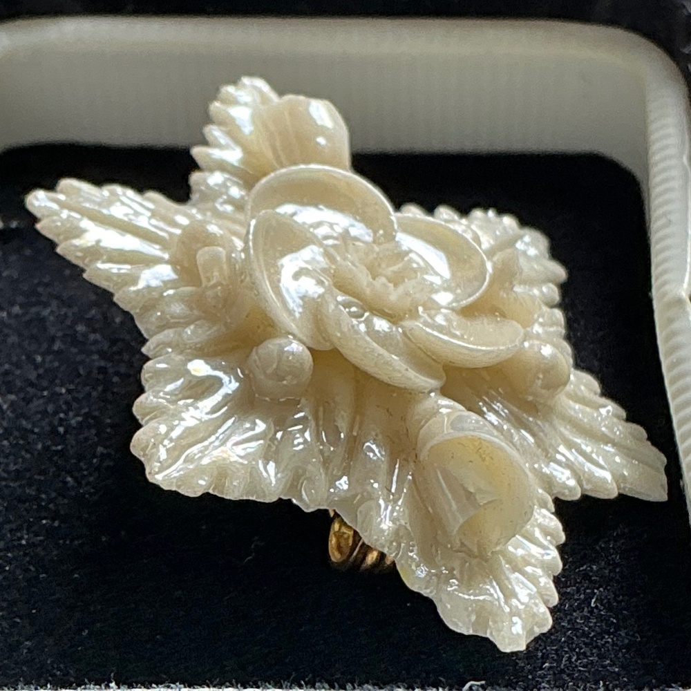Belleek Bone China Ivory Toned Floral Star/Snowflake Pin - Picture 2 of 6